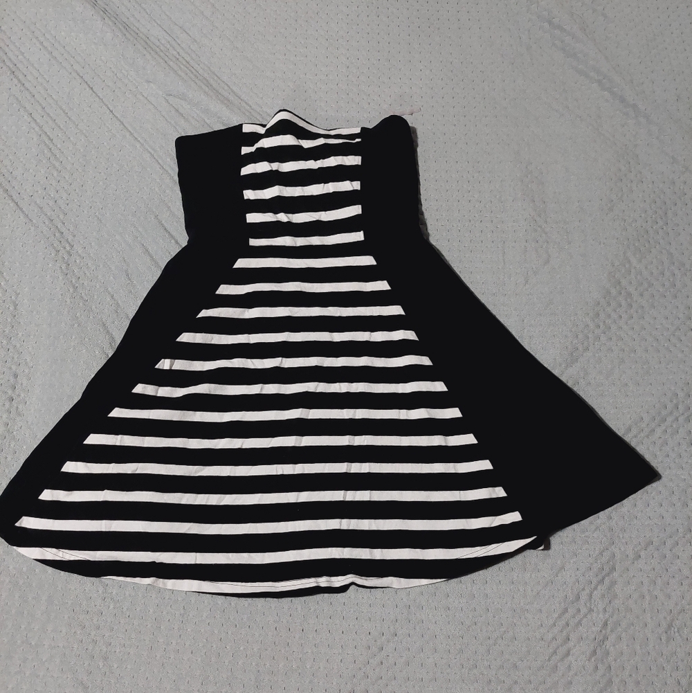 Express Girls Black and White Striped Fit-Flare Dress